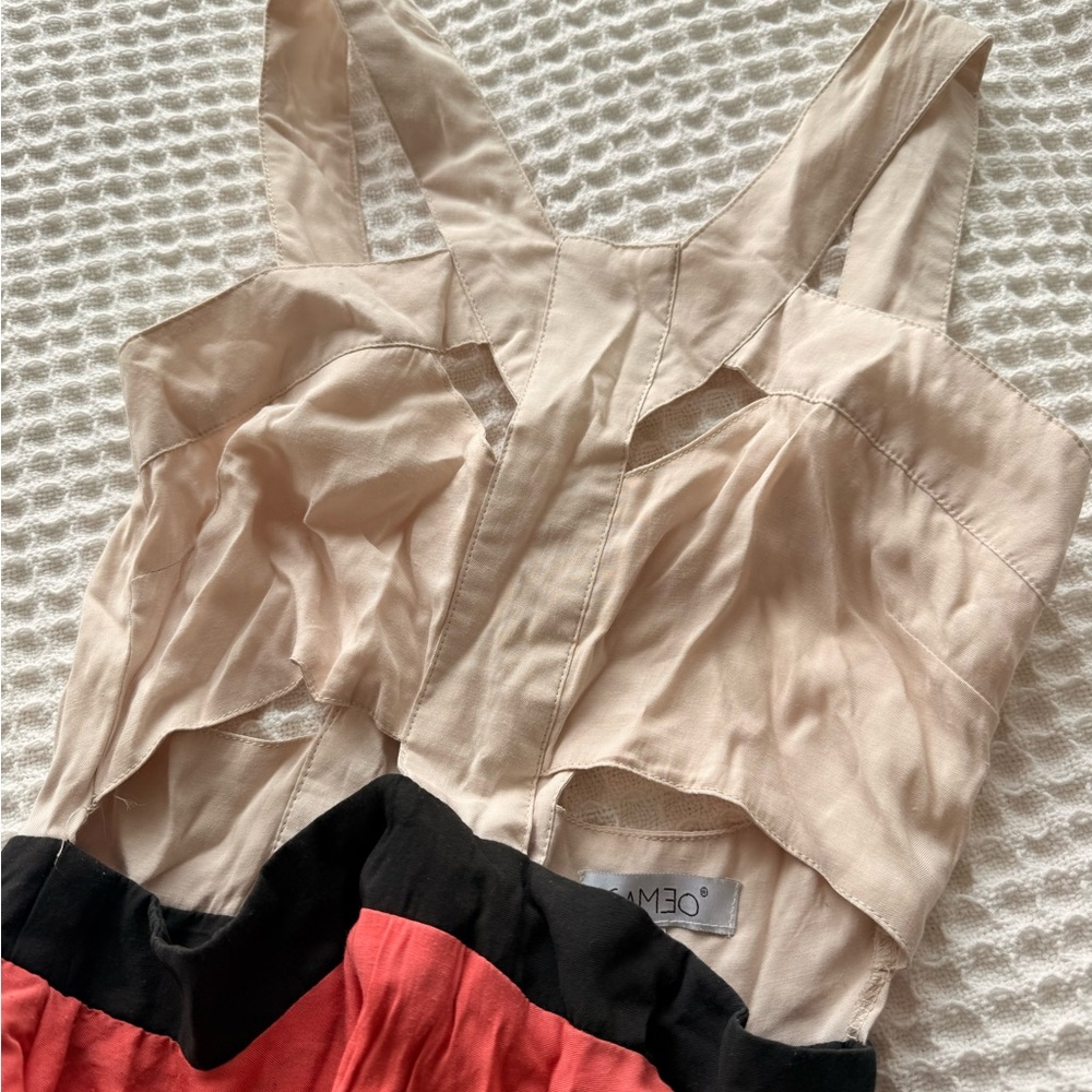Cameo Crème, Coral and Black Women's Spring/Summer Dress (Size Aus 10 / US 6)